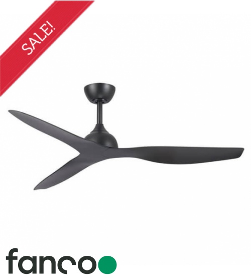Fanco Eco Style 3 Blade 52" DC Ceiling Fan with Remote Control in Black